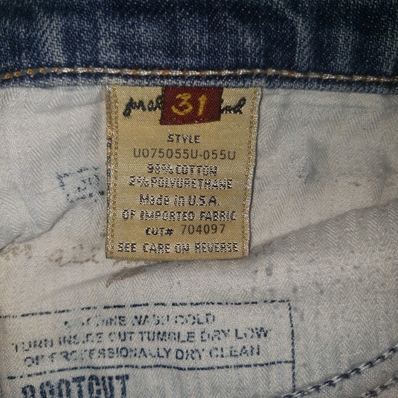 7 FOR ALL MANKIND Distressed Pink Rhinestone Pocket Jeans Size 31 - Picture 7 of 9